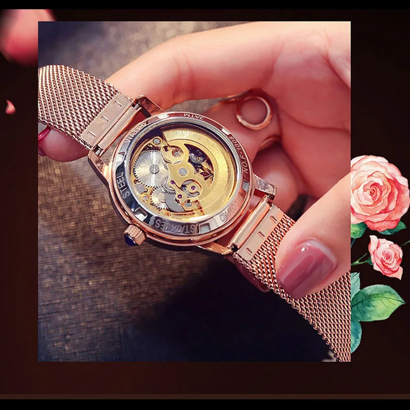 Women Automatic Mechanical Watch Elegant Design and Classic Colors Collocation Waterproof Women\'s Wrist Watches 2022 NEW