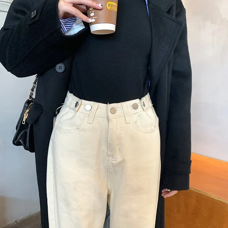 Plus size cintura alta perna larga jeans feminino solto calças de corte reto cobrindo pernas thi outono inverno roupas faion