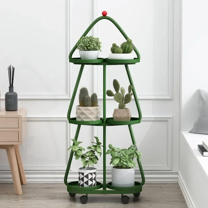 Six-plate rack rack movable succulent wrought pot flower stand