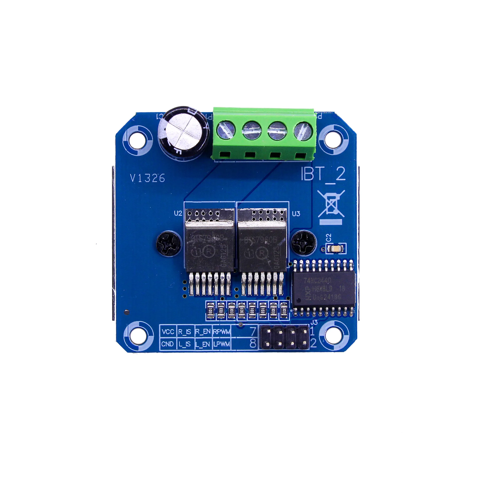 BTS7960 43A Motor Driver for High Load Motor Control in For Smart Vehicle Development and Motorized Chassis Integration Projects