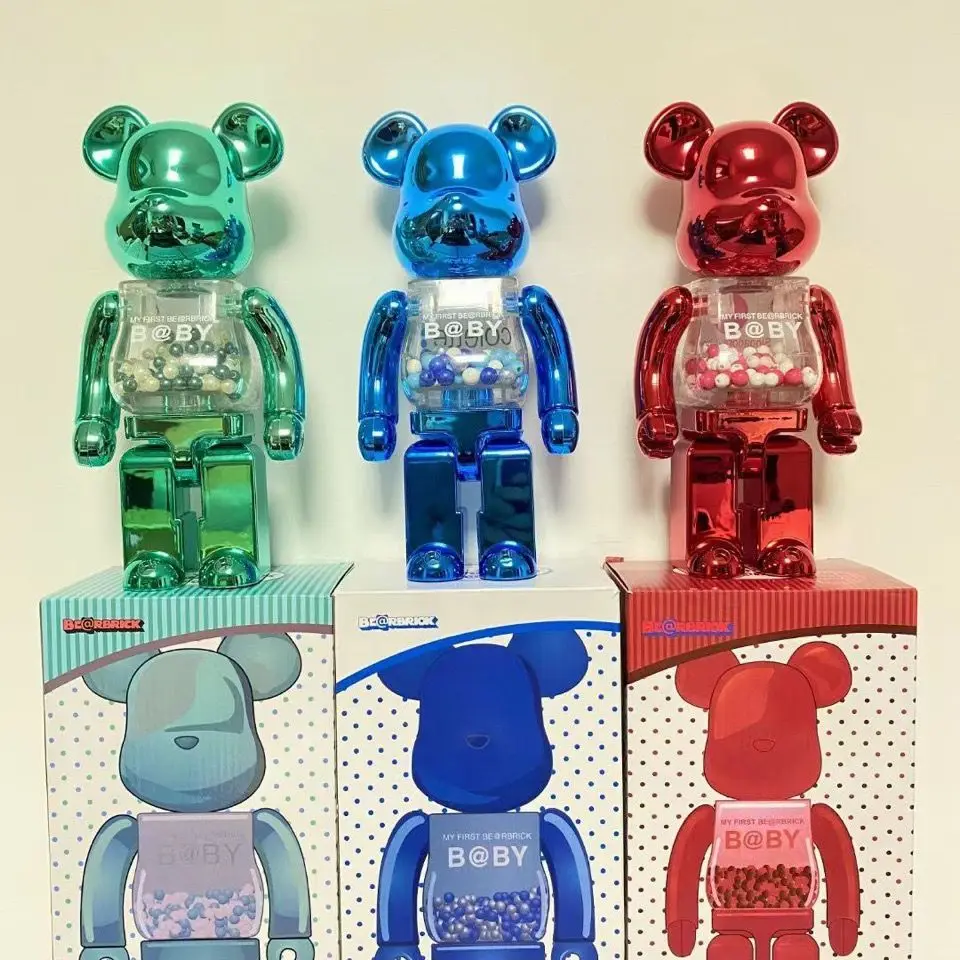 

Bearbrick 400% гальванический зеленый, синий, красный и розовый стиль, высота 28 см, 11 дюймов, суставы могут вращаться, украшение для дома, кукла