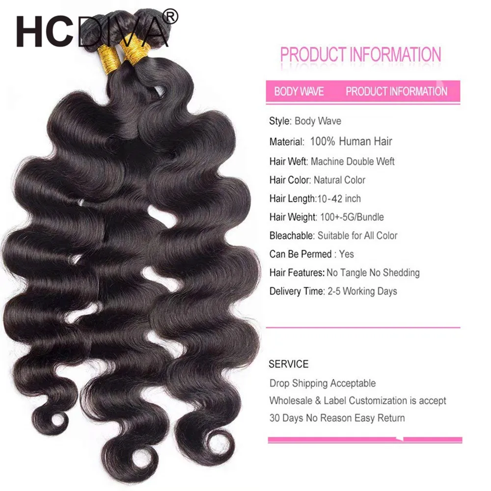 Body Wave Bundles Human Hair Brazilian Hair Weave Extensions 1/3/4 PCS Remy Human Hair 10-40inch Body Wave Hair Extensions