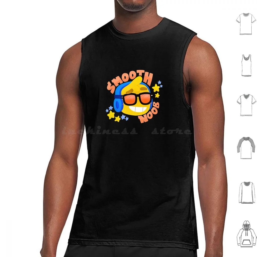 Cute Gaming Noob-Smooth Noob Face Tank Tops Print Cotton Dab Dabbing Game Noob Heed Oof Game Block 3d Game