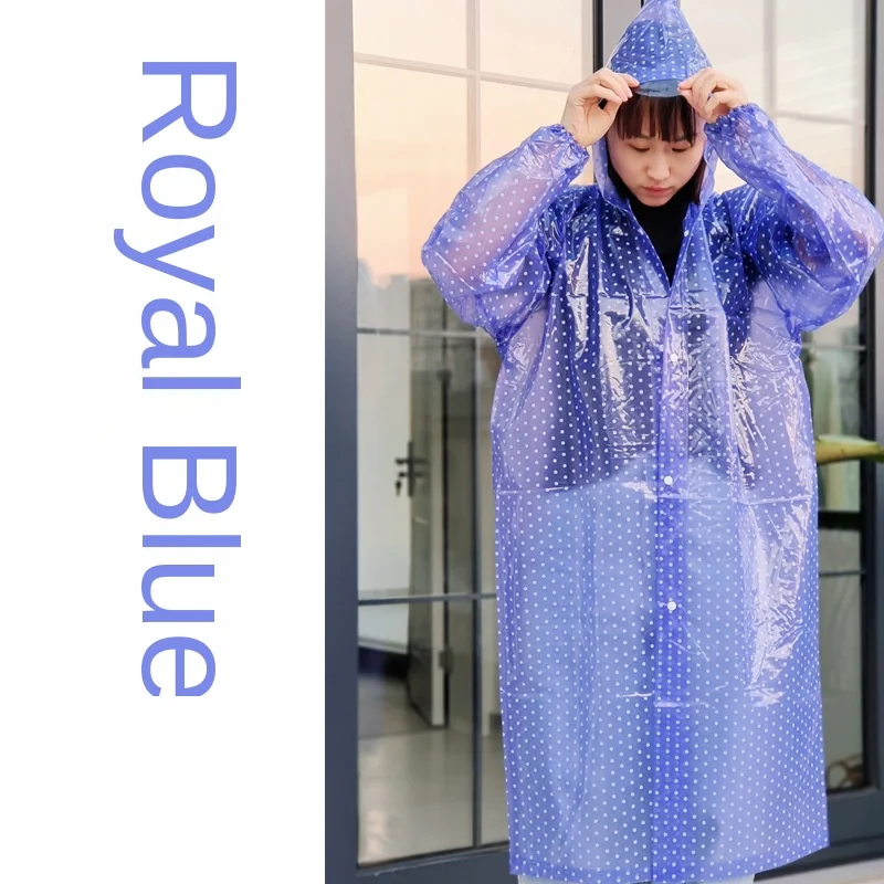 Crystal Fashion Polka Dot Raincoat for Men and Women One-piece Long Thickened Outdoor Tea Picking Walking Travel Poncho