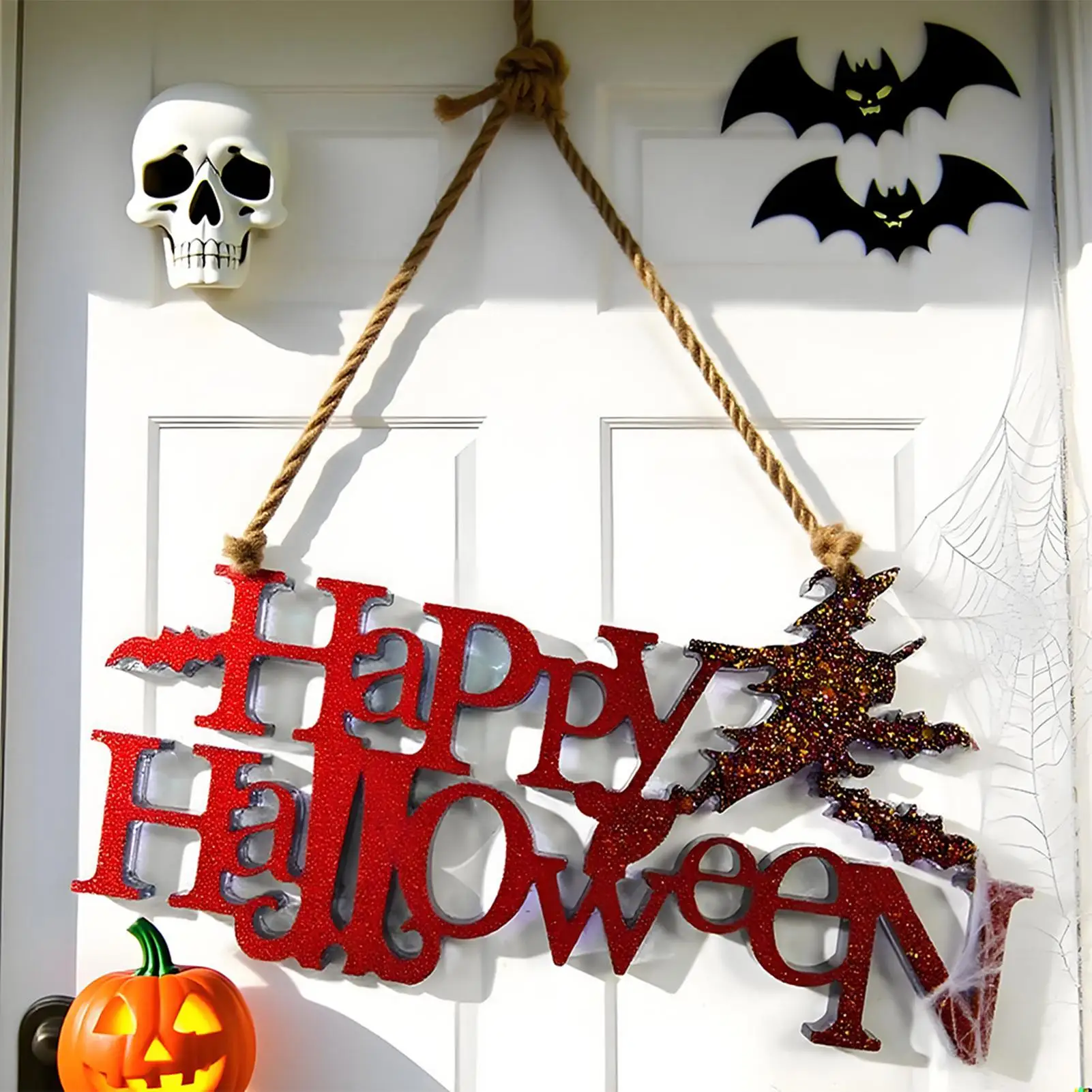 Moldes de silicone para halloween, moldes de sinal de porta com letras felizes para resina epóxi, artesanato multiuso, ajuda para velas