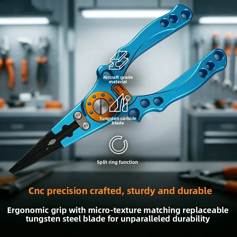 Aluminum Fishing Pliers Multi Tool Hook Remover with Storage Pouch Bag Tackle Box