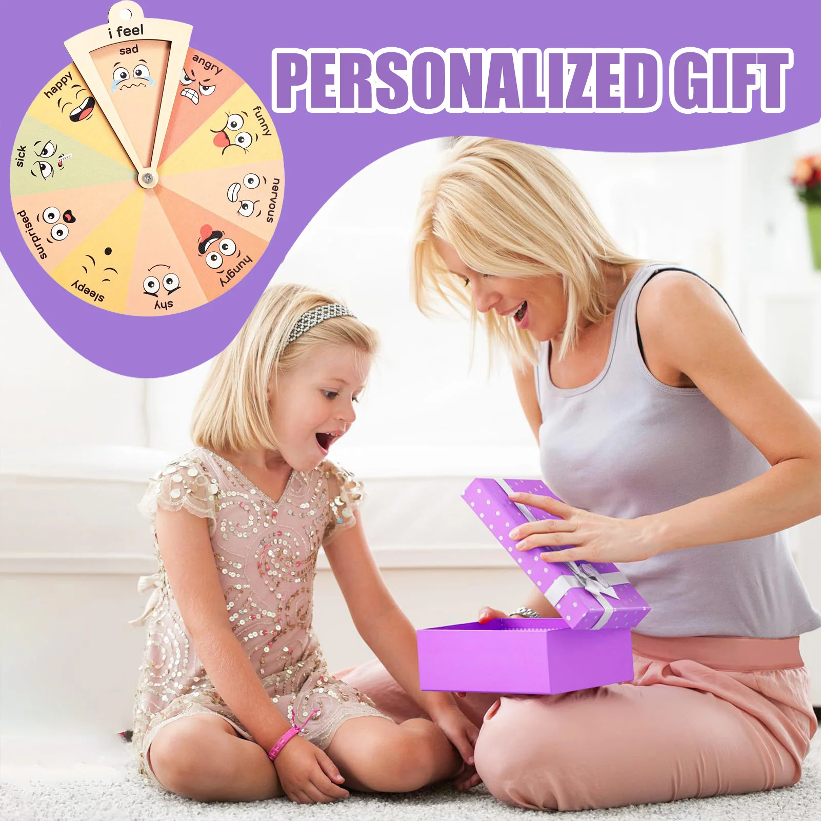 Montessori Emotion Wheel Kids Toys Toddler Baby Expression Emotional Management Wooden Feeling Wheel Toys Kids Educational Toys