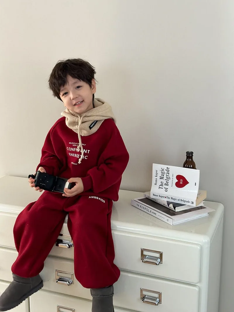 RAISE Winter-Set für Teenager-Jungen, 2-teiliges Kleidungsset, Sweatshirt mit Buchstabenmuster und Fleece-Unterhose, warmes, dickes Kinder-Outfit für Jungen. – Detail 17