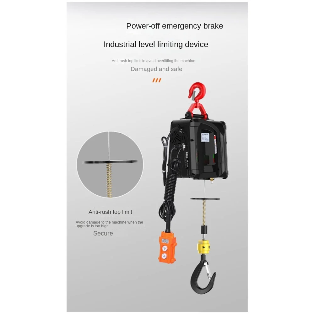 Electric Hoist Lift Portable Crane, 100-500KG Upgrade Electric Winch with Remote Control, Steel Wire Rope Lifting Hoist 220V