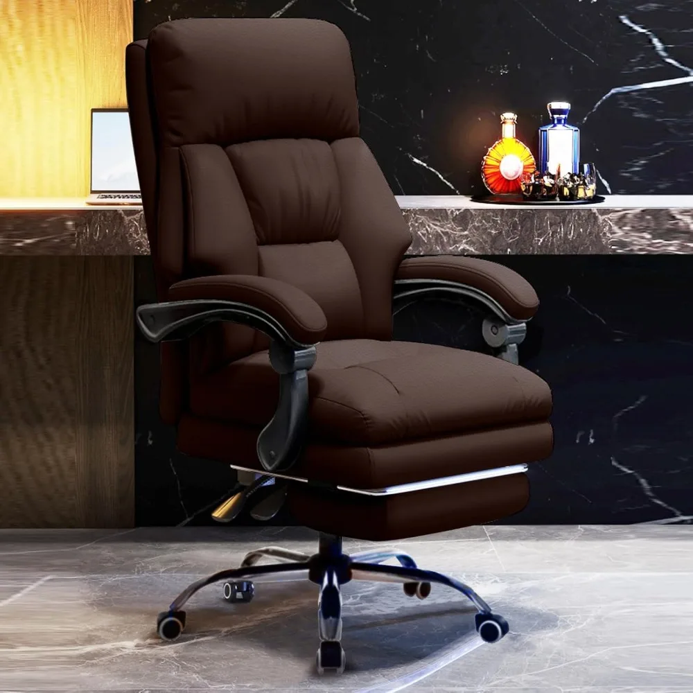 

Executive Office Chair Comfortable Desk Chairs with Foot Rest High Back Computer Gaming Chairs Reclining PU Leather Swivel