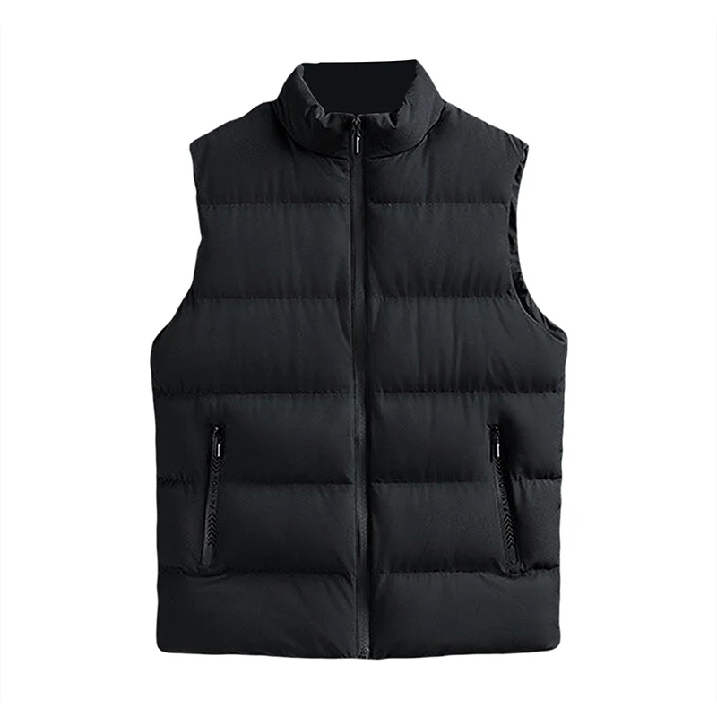 Men s Puffer Vest Solid Color Stand Collar Quilted Waistcoat Fall Winter Casual Outdoor Sleeveless Padded Jacket Coat