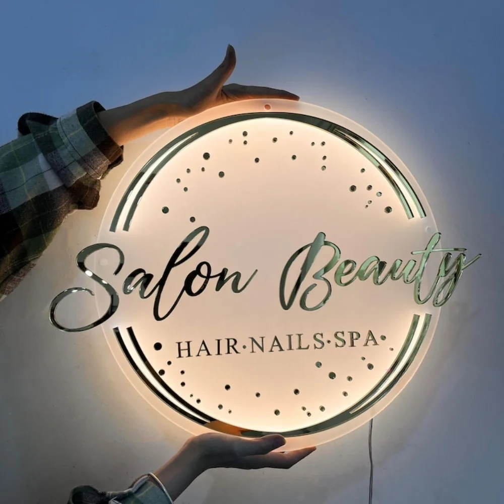 Custom Business Logo 3D Beauty Salon Nail Hair Studio 3D Acrylic Signs Custom Company Name LED Neon Lights Dropshipping