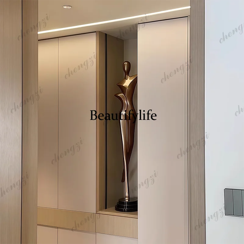 Italian minimalist abstract figure sculpture vertical height living room entrance niche wine cabinet light luxury, ornament