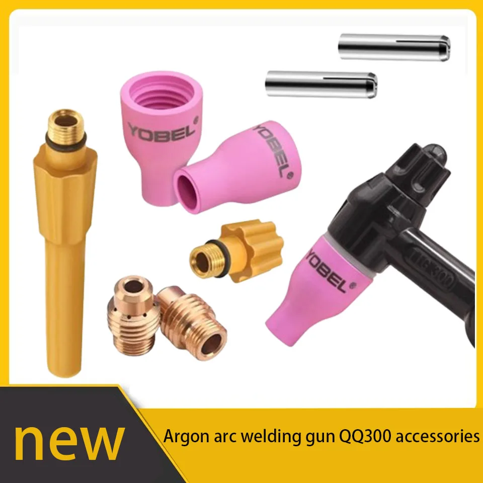 New Argon Arc Welding Gun Qq300 Accessories Fluid Guide Connector Porcelain Mouth Protection Mouth Copper Tungsten Needle Clip