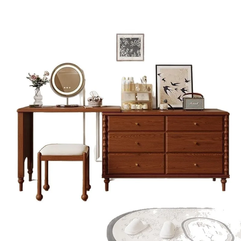 

French retro dresser bedroom dresser corner dresser chest integrated solid wood makeup table
