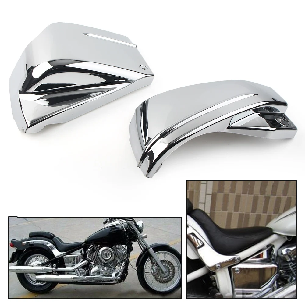 1Pair Motorcycle Chrome ABS Fairing Battery Side Cover Guards For Yamaha V-Star DragStar 650 XVS650A Custom Classic