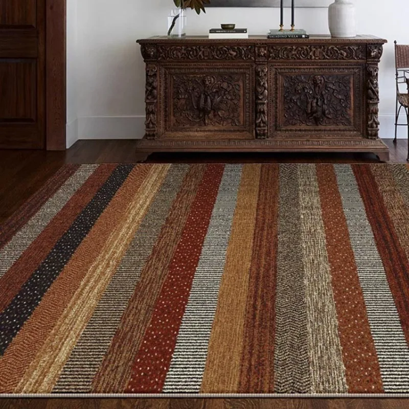 

Retro Living Room Carpet High-grade Striped Bedroom Rugs Fashionable Creative Light Luxury Sofa Coffee Table Mats Tapis Alfombra
