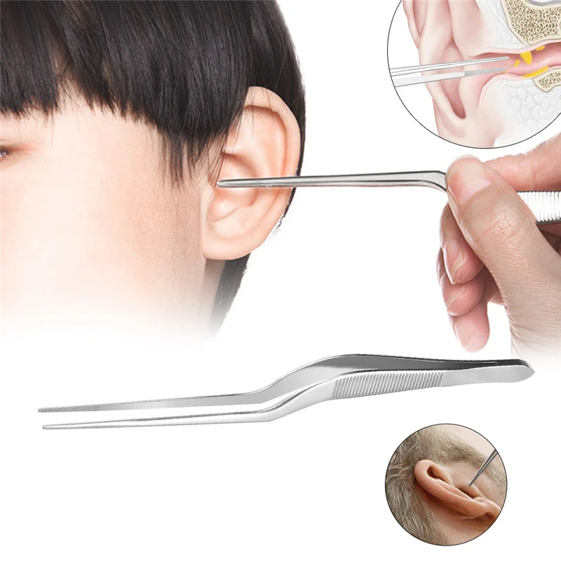 1pc Stainless Steel Curved Eyelashes Nail Clip Ear Cleaning Wax Removal Nose Clip Oral Cleaner multi-function Care Ear Tools