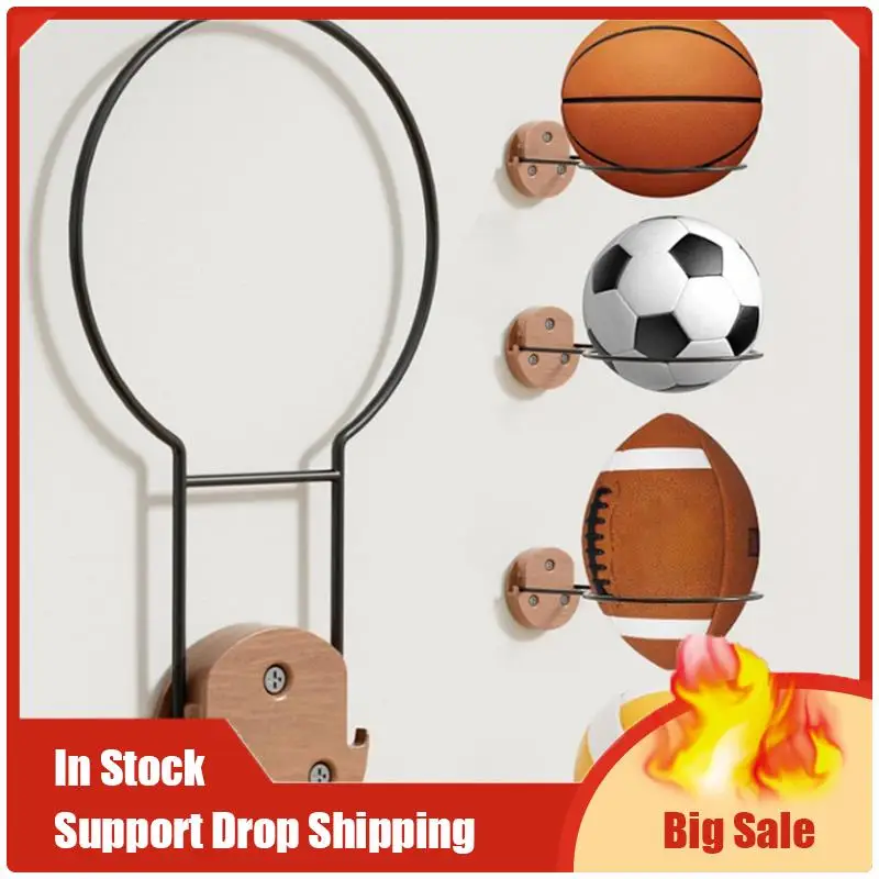 A35F New Foldable For Basketball Holder Wall Mount(2 Pcs), Ball Storage Rack Supports For Basketball, Soccer Volleyball, Footbal