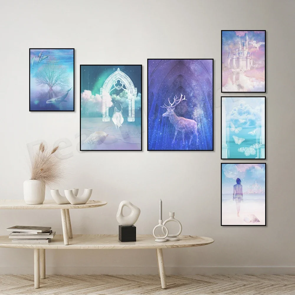 magical art, magic prints, divine woman, journey, ethereal art, metaphysical art prints, surreal art posters, pastel color art