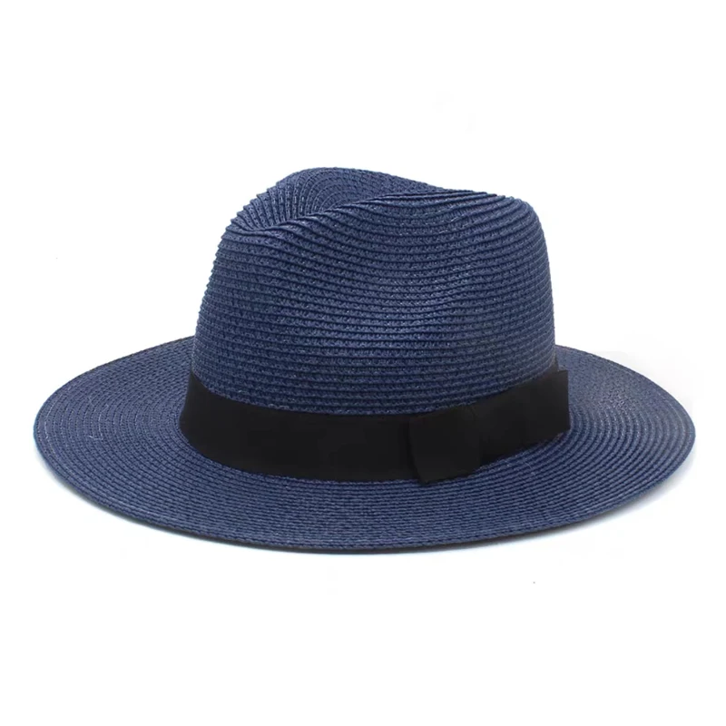 Große Größe 56-58 59-60 cm Neue Natürliche Panama Stroh Hut Sommer Männer Frauen Breite Krempe strand UV Schutz Fedora Sonnenhut Großhandel – Detail 32