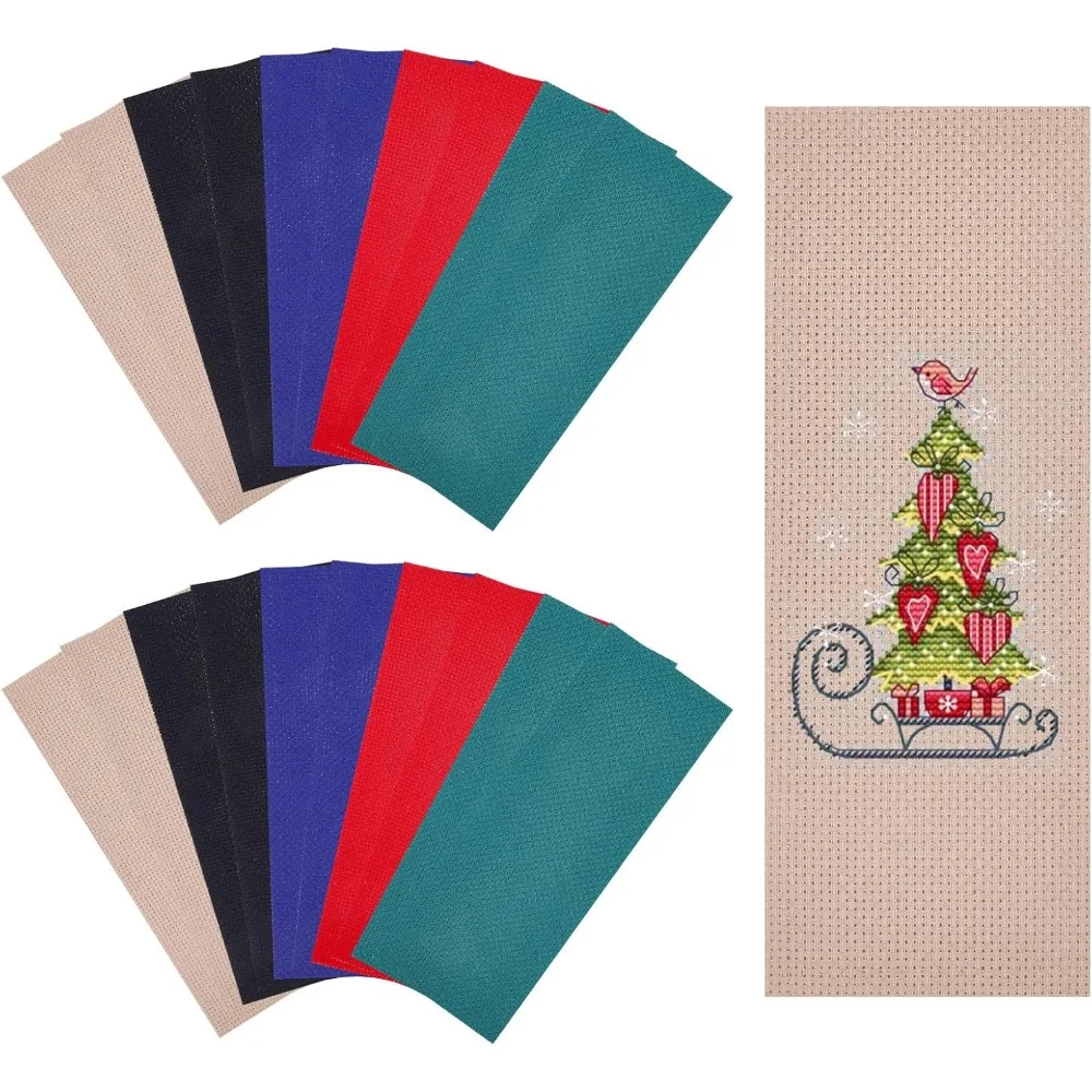 20Pcs 5 Colors Cotton Aida Cloth Bookmarks for Cross Stitch Making Rectangle Mixed Color 190x70x0.5mm 4pcs/color