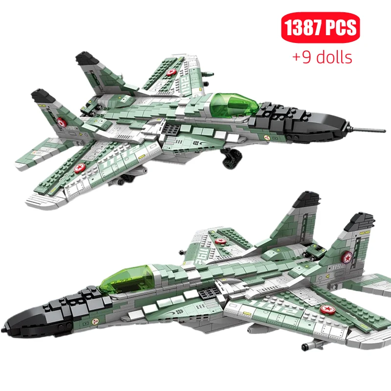 

67.5Cm Large Mig-29 Aircraft Assembling Fighter Pellet Building Block Toy Boys Diy Assembly Model for Children's Christmas Gift