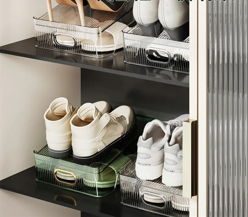 Transparent Shoe Storage Rack Home Living Room Shoe Cabinet Slippers Sneakers High Heels Double Layer Shoe Holder Organizer