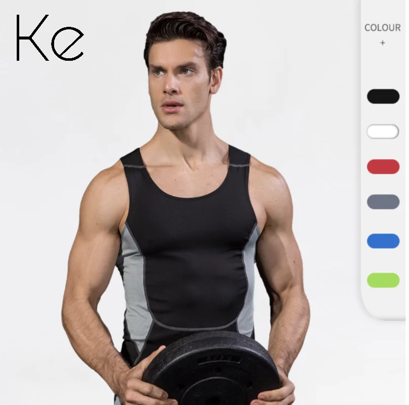 

KE664 shirt Men's Sports Fitness Basketball Running Vest Stretch sweat wicking quick-drying t-shirt gym fitness clothes