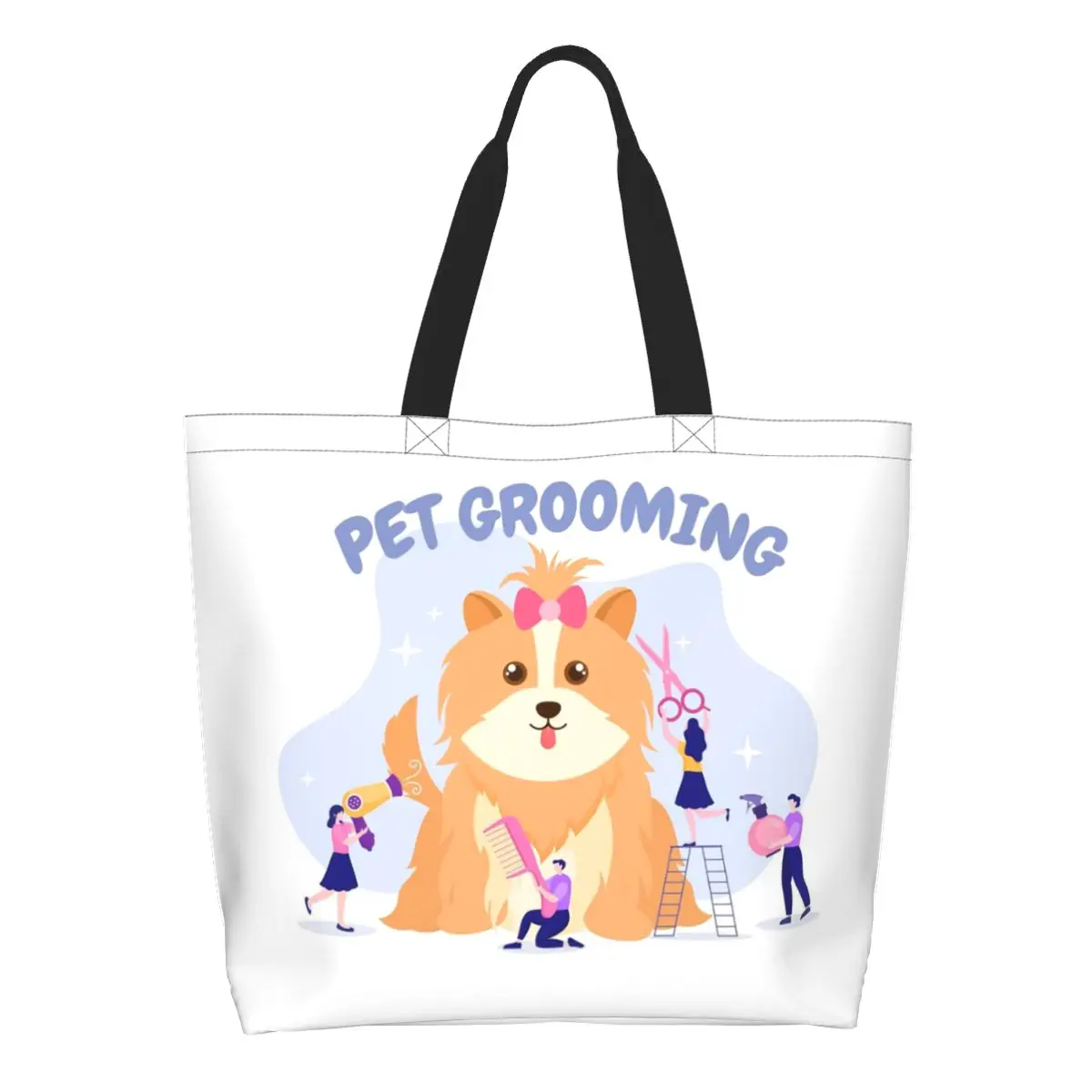 Pet Grooming For Dogs And Cats Shopping Tote Bag Canvas Large Capacity Shoulder Bags Shopper Grocery Handbag for Women