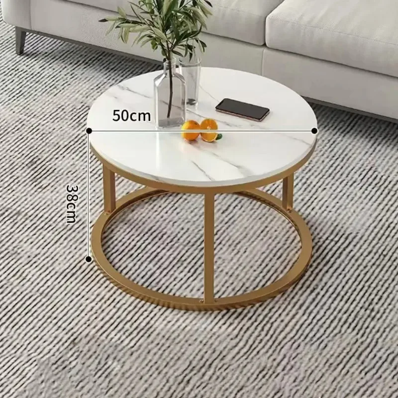 Light luxury minimalist coffee table size round combination stone pattern new small table round