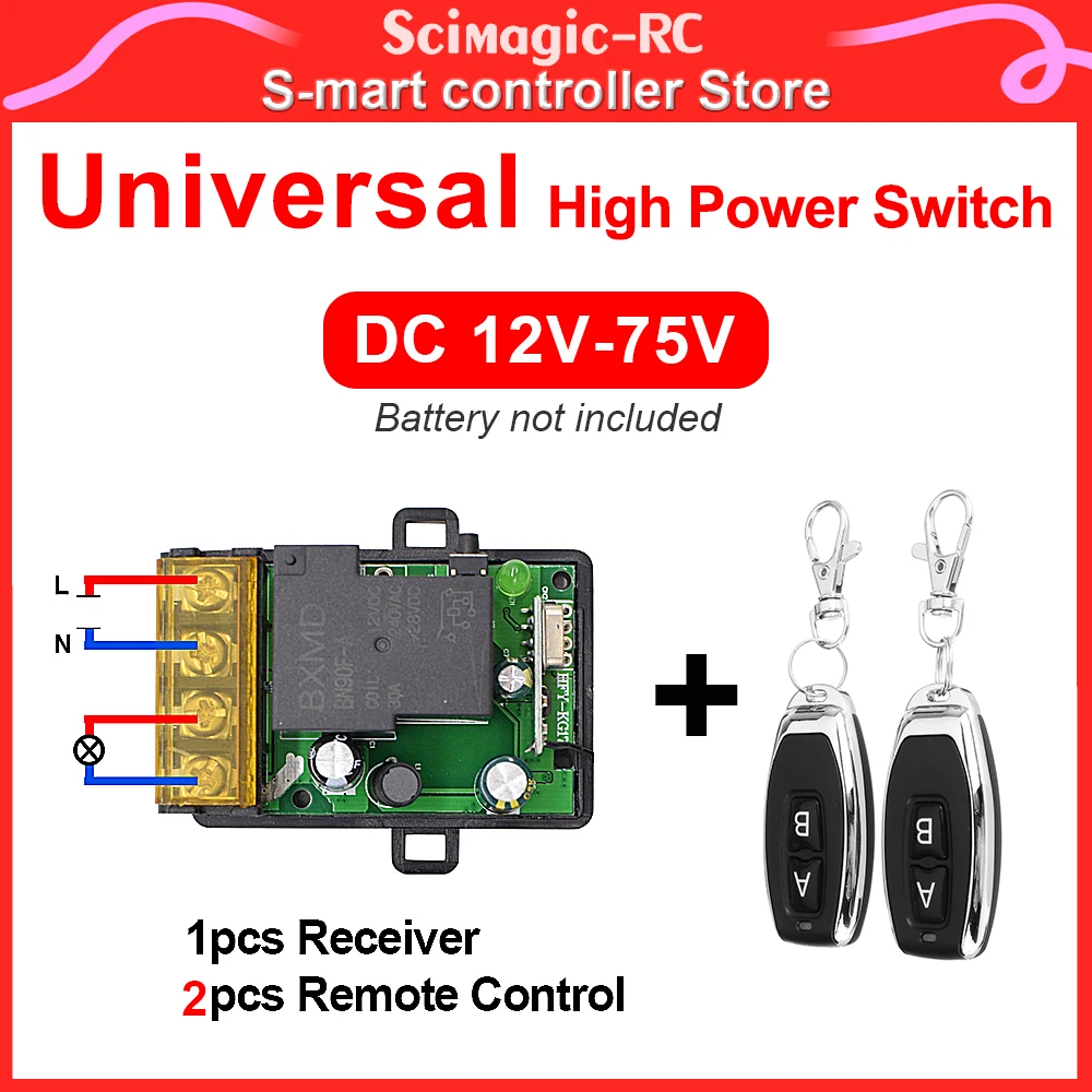 2 stks 433 Mhz RF Afstandsbediening Schakelaar en 1 stks AC 220 V/DC 12 V 1CH 30A RF Relais Ontvanger Module voor Waterpomp, Motor, Licht, Boerderij