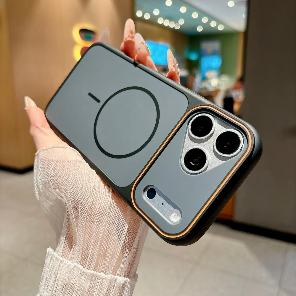 Coque de téléphone magnétique sans fil à cadre fin et cercle élégant pour iPhone 17 16 15 14 13 12 11 Pro Max, toucher mat agréable, facile à poser