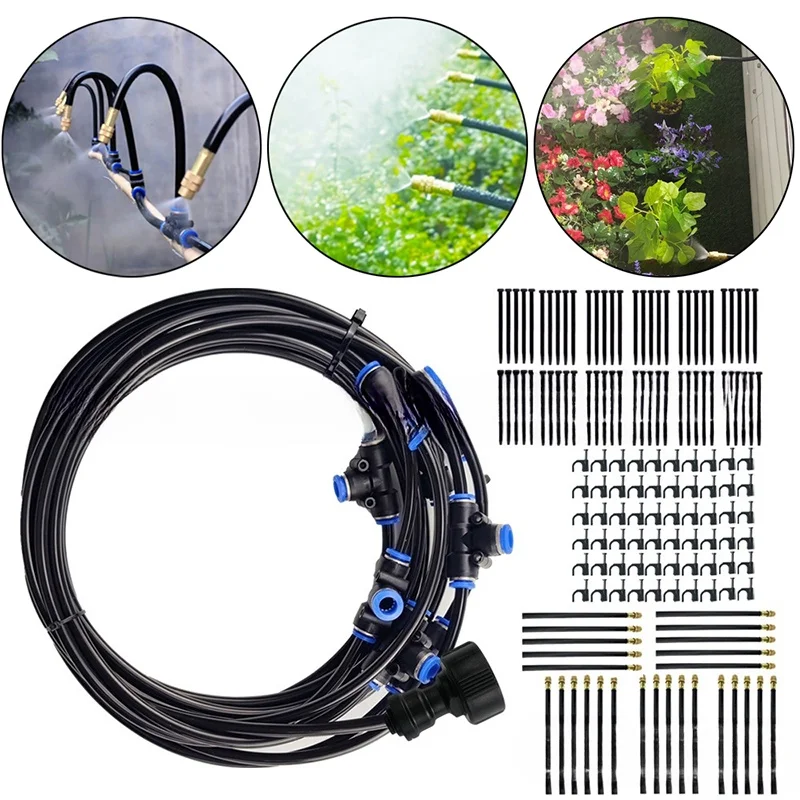 DIY Misting System For Lawn Garden Irrigation Universal Adjustable Atomizing Sprayer 5-20m Kit Tube Garden Water Mister