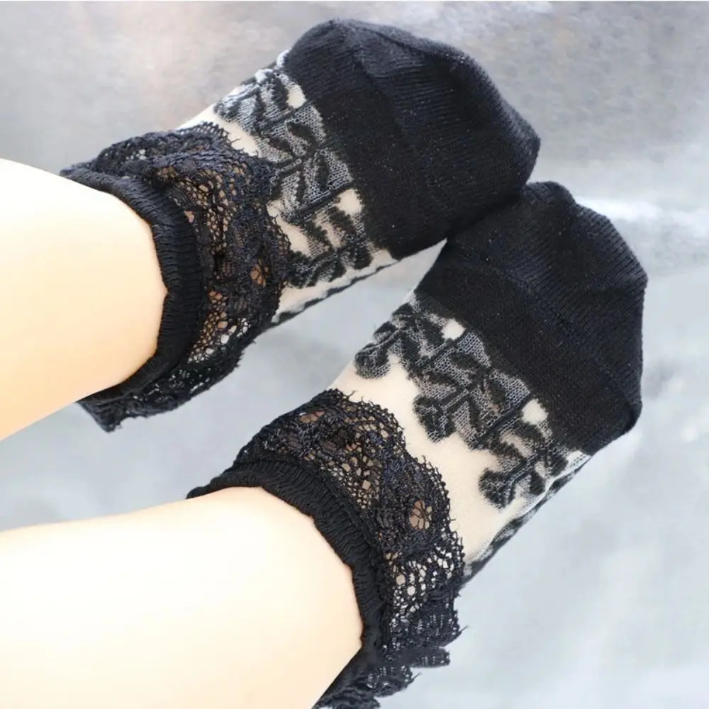 Fashion Cute Socks Lace Flower Breathable Mesh Socks Solid Color Cotton Stockings for Baby