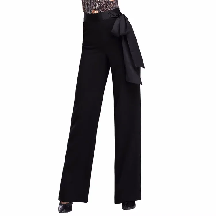 Dance Pants Standard Latin Dance Clothes For Women Men Practice High Waist Ballroom Dance Competition Trousers Black Trousers