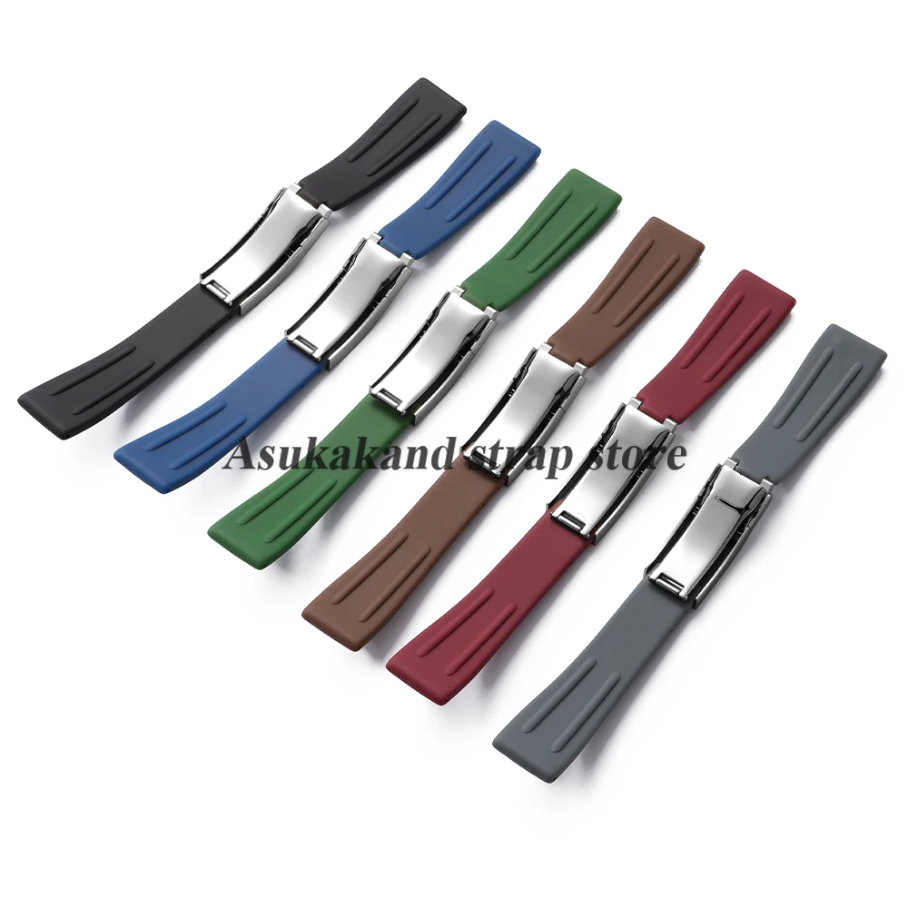 سيليكون حزام الساعات 20 مللي متر ل رولكس الغواصة ل دايتونا GMT للمياه شبح المطاط للطي مشبك حزام الساعات الرجال سوار ساعة