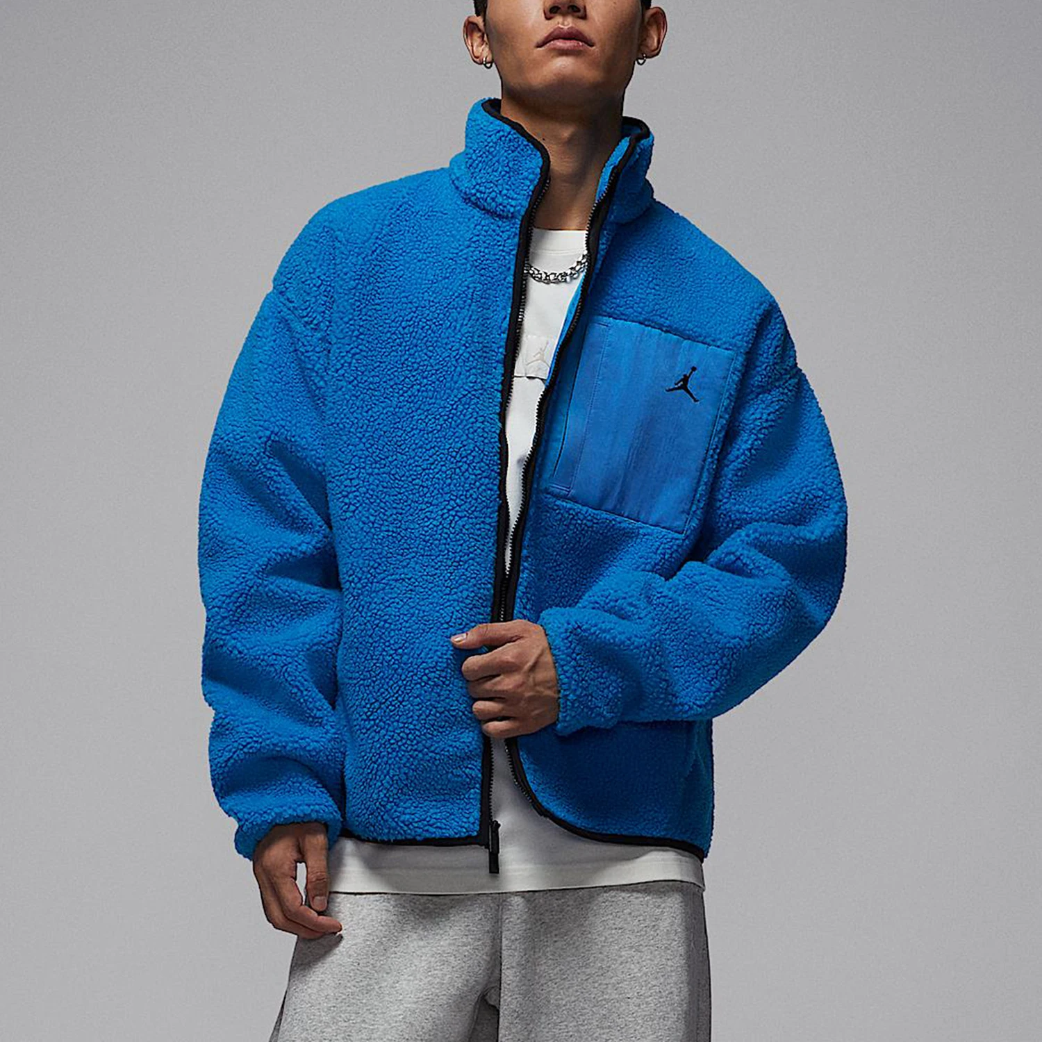 Nike genuine JORDAN Men's Stand Collar Wear-resistant Loose Embroidered Jacket HV0779-406