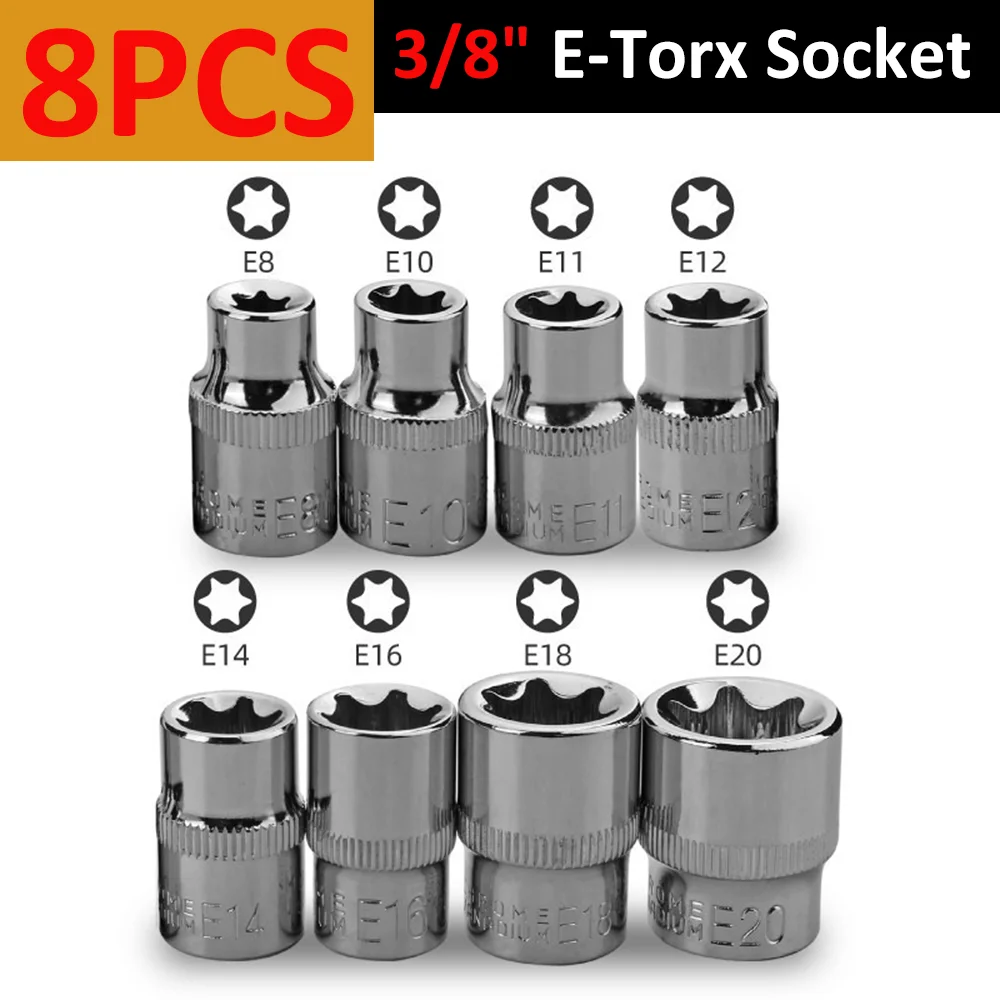 1/4 Zoll, 3/8 Zoll, 1/2 Zoll Antrieb E-Torx Sternsteckschlüsselsatz, externer Sternsteckschlüsselsatz, Drehmomentschlüsselsatz E4-E24, langlebiges, vielseitiges Handwerkzeugset – Detail 9