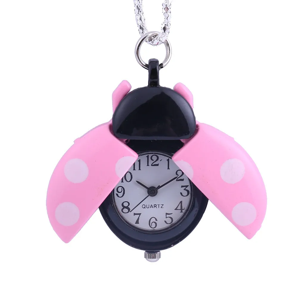 Reloj de bolsillo de estilo de moda, joyería europea y americana, creativo, pequeño collar de mariquita de siete estrellas, novedad