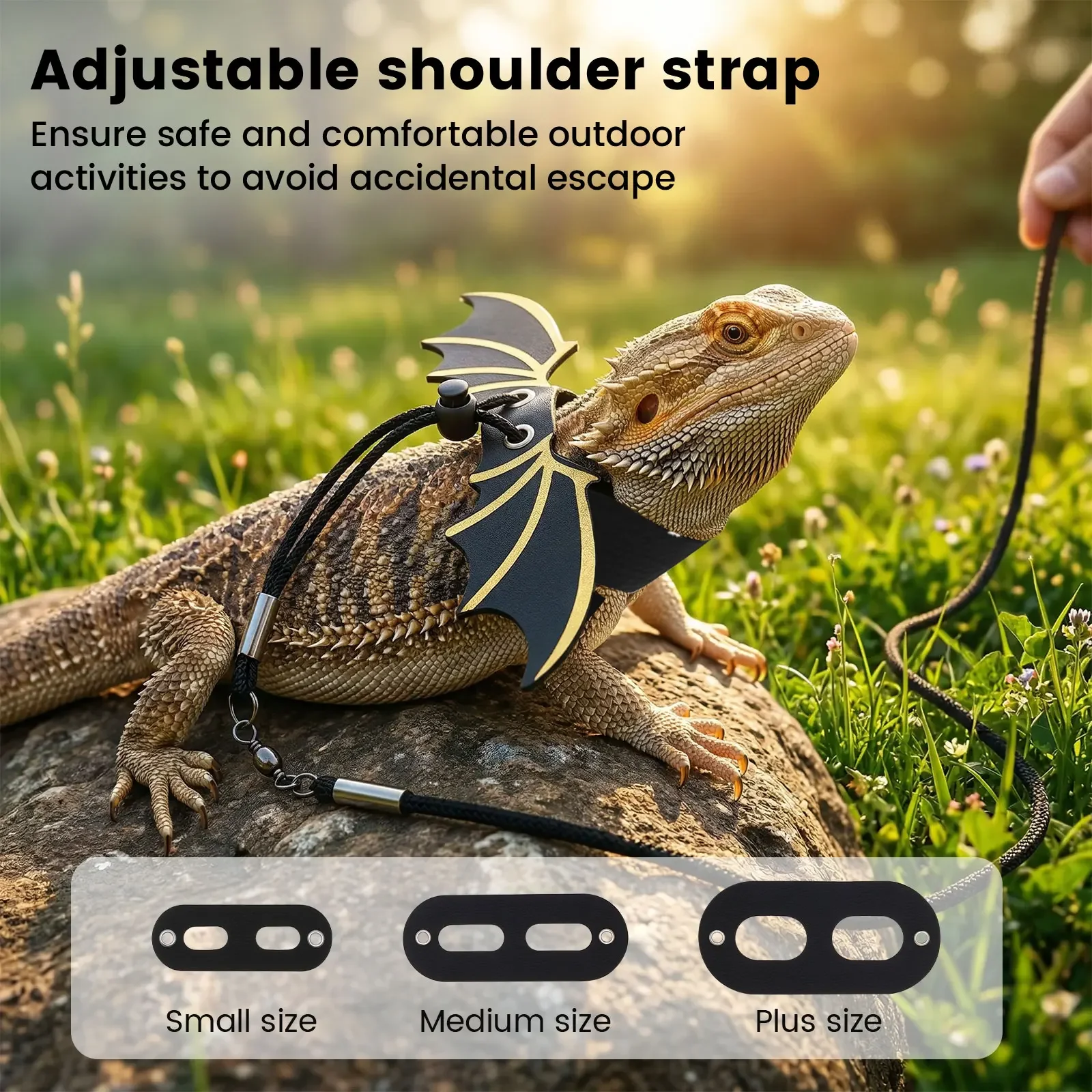 3 Piece Set Bearded Dragon Lizard Leash Harness Clothes Reptile Small Pet Backpack with Wings Adjustable Carrying Travel Bag view 4