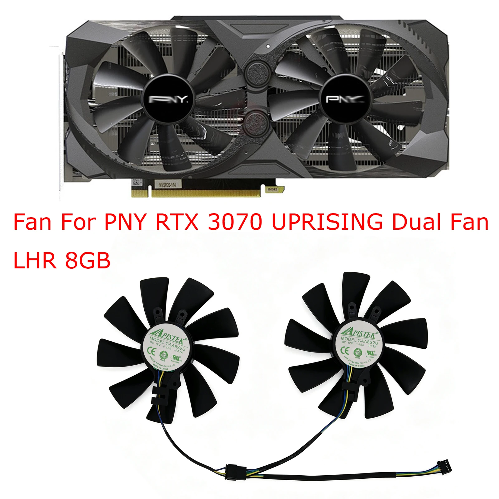 Video Card Fan,GPU Graphics Cooler,PNY RTX 3070 RTX3070 UPRISING Dual Fan LHR 8GB,2Pcs/Set,GAA8S2U