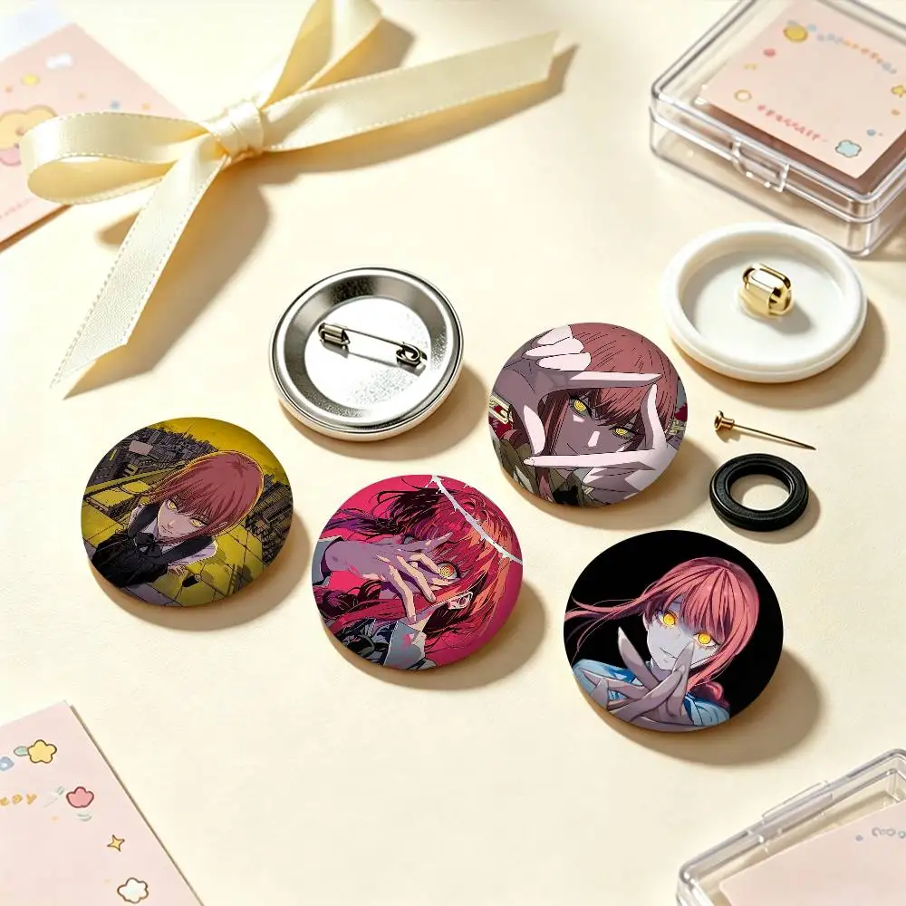 M-Makima Cool Anime Character  25mm 32mm 44mm 58mm 75mm Brooches Badges Pins for Accessories Gift