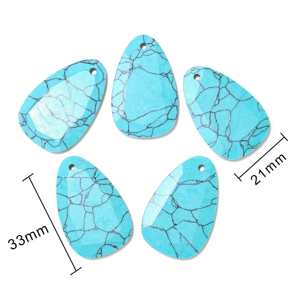 21x33mm Natural Stone Teardrop Faceted Cabochon Pendant Double Side Polished Geometry Slice Charms for DIY Jewelry Making 1PC