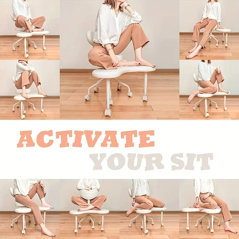 Kneeling Chair Lumbar Support, Adjustable Height,Versatile Cross Leg Design, Perfect for Yoga,Home Office Fidgeters.Labubo.