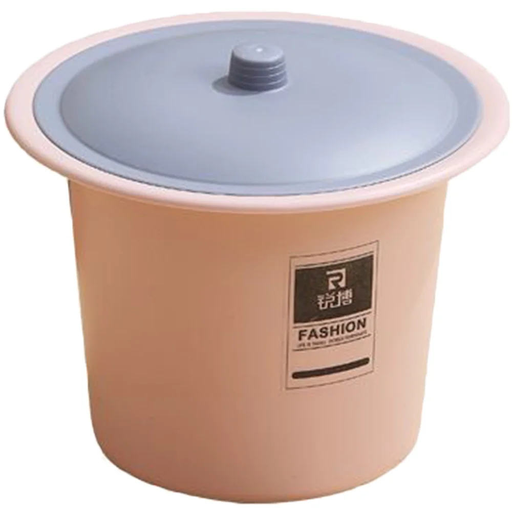 Bedpan Urine Bucket (pink + Blue Lid (with Lid)) Men and Women Portable Toilet Unisex Chamber Pot Plastic Toilets Pots