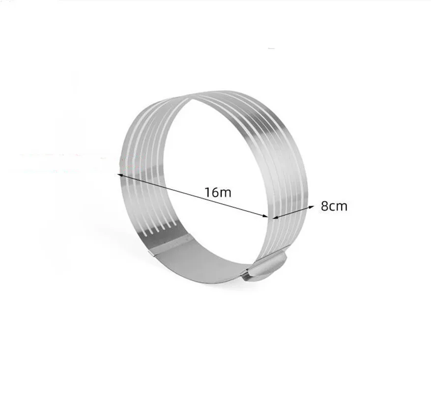 調節可能な丸いケーキカッター,16〜30cm,ステンレス鋼,6層,ムース,ベーキングツール,ケーキ型