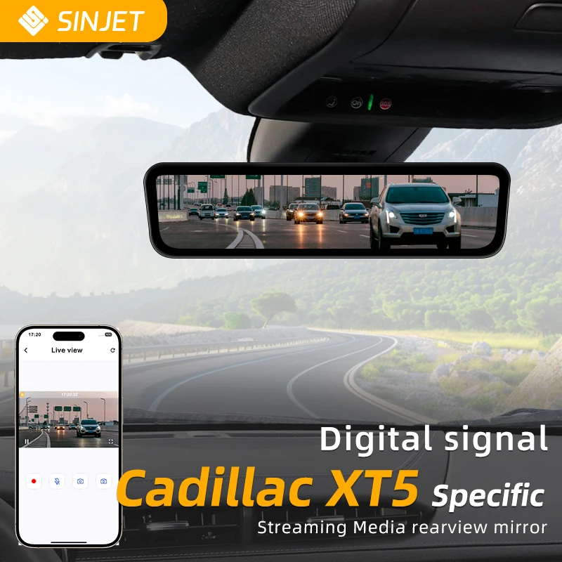 SINJET For Cadillac XT5 Night Vision High Definition Camera DashCam 9.2Inch Touch Screen Car Electronics Digital Rearview Mirror