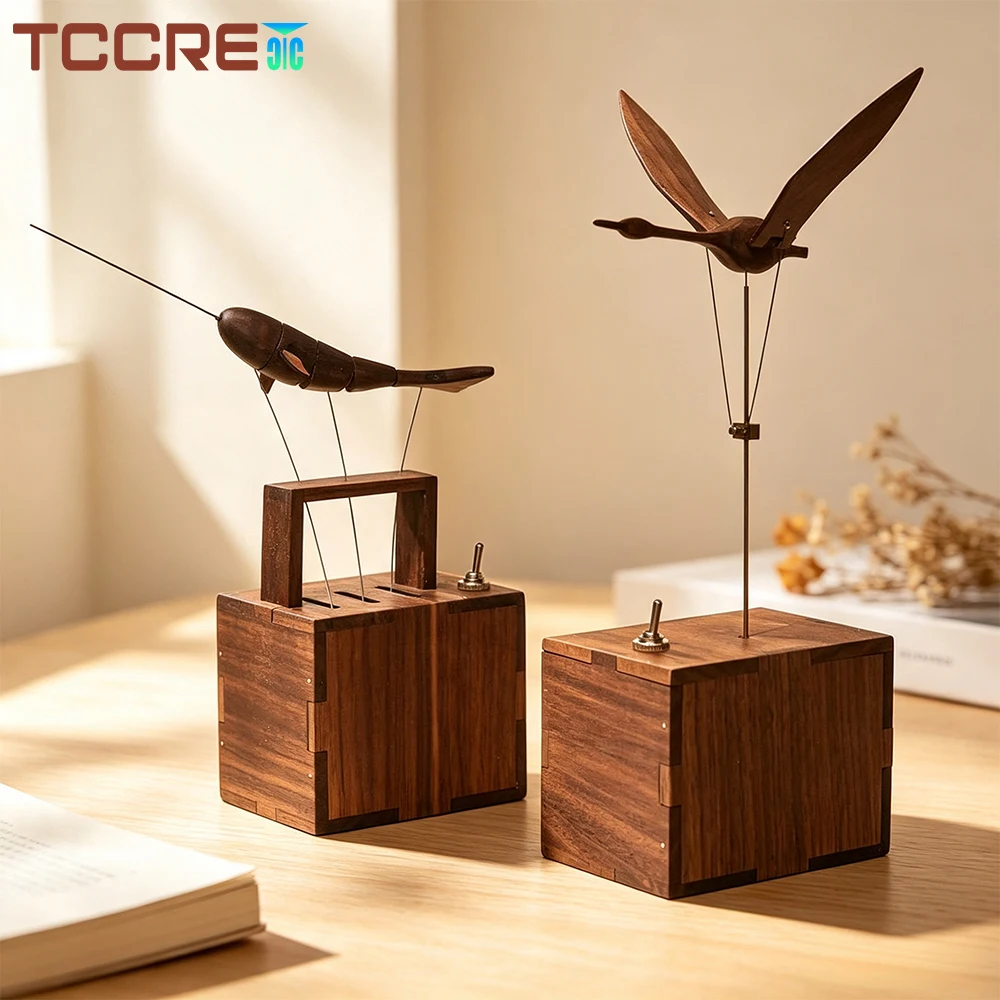 Mechanical Swan Model with Automaton Swimming Motion, Handcrafted Wooden Electric Bionic Biological Dynamic, Desktop Decor