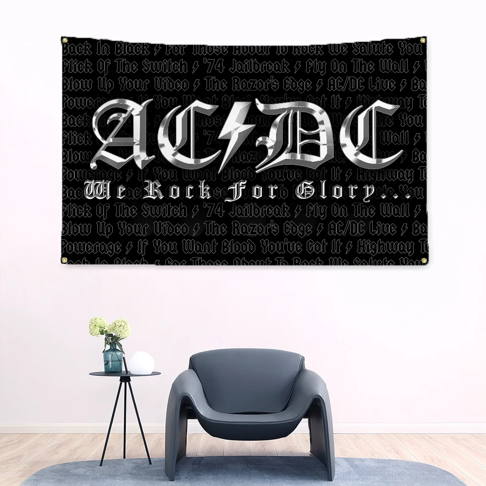 Flags for Bedrooms Tapestry Custom Flag to Hang AC-DC Band Alternating Current/Direct Current Fall Decor Rock Personalized Items